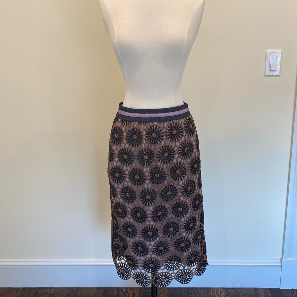 Anthropologie Embroidered Pencil Skirt